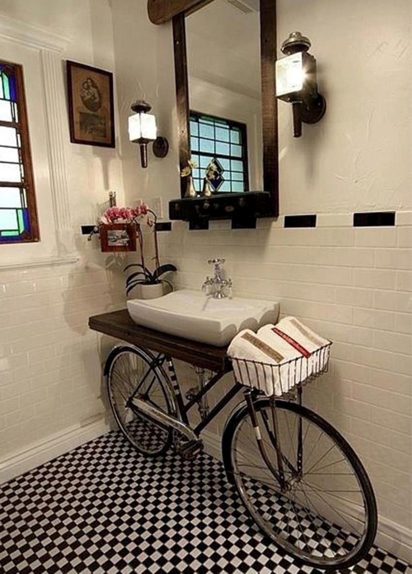 eski bisikletten banyo lavabosu yapımı