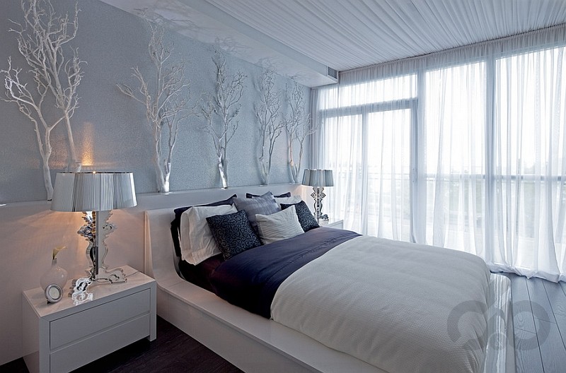 yatak odası için ağaç dallarından duvar dekorasyonu DekorBlog